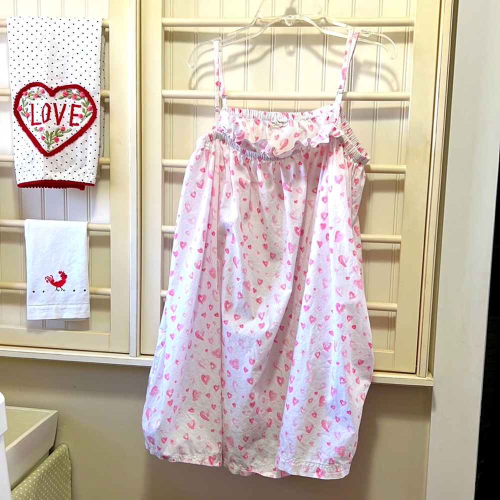 LAKE ~ fading hearts ruffle midi nightgown. Perfect condition. Sized Medium.